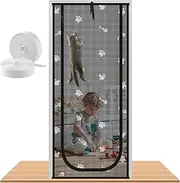 Morikey Cat Screen Door, Fits Door Size 36" x 80", Durable Pet Mesh Screen Door with Bilateral Zipper, Prevent Dogs Cats Running Out from Home, Living Room, Black