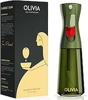 FLAIROSOL OLIVIA Oil Sprayer for Cooking, 200ml Glass Olive Oil Sprayer, Continuous Oil Spray Bottle with Portion Control, Oil Dispenser for Kitchen, Air Fryer, Salad, BBQ (Green Bottle, Gold Print)