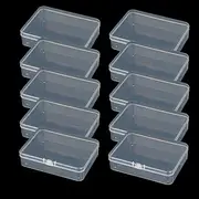Mini Storage Box, CuiCanfla 10 Pcs Mini Plastic Storage Containers Box with Lid Rectangle Clear Plastic Storage Boxes for Jewelry, Hardware, Beads, Earplugs