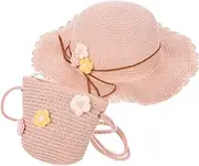 [COMPUKAS] 2pcs Boys and Girls Floppy Sun Hat Beach Foldable Cap for Family Outings Travel Tea Parties Stylish Practical for Beach Vacations Pink