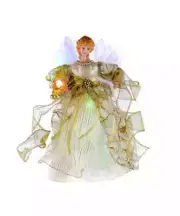 Light LED Color Changing Fiber-Optic Ivory And Gold Beautiful Angel Treetop