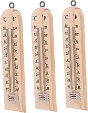 BESPORTBLE 3pcs Simple Temperature Gauge Indoor Thermometer Outdoor Thermometer Room Thermometer Wall Thermometer Accurate Temperature Gauge Wall Mounted Temperature Gauges Wooden