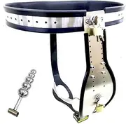 joysperous SM Chastity Belt for Men Chastity Cage with Metal Anal Plug Chastity Belt Adjustable Chastity Cage Bondage Penis Cage BDSM Abstinence Cock Cage Sex Toys for Men(120cm-130cm)