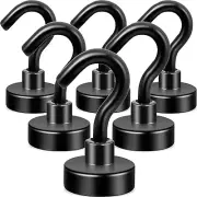 Black Magnetic Hooks, 30Lb+ Heavy Duty Earth Magnets with Hook for Refrigerator,