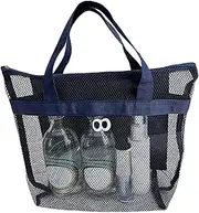 [Generisch] Mesh Beach Bag with Zipper, Large Mesh Beach Bag with Zipper, Large Beach Bag, Multifunctional Lightweight Pool Bag, Beach Accessories with Zipper for Family Travel/Holiday
