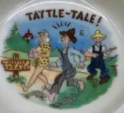 "Tattle-Tale" Vtg Risqué & Naughty Porcelain Ashtray 5.25" Justice of the Peace