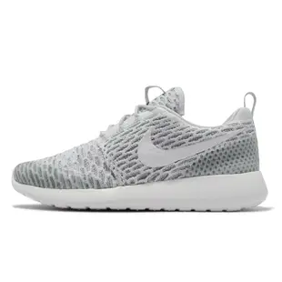 Nike 休閒鞋 Wmns Roshe One Flyknit 女鞋 灰 白 針織 緩震 運動鞋 704927-009