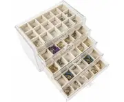 Acrylic Jewellery Box 5 Drawers Jewellery Box Ring Storage Jewellery Storage Organiser for Earrings Ring Jewellery Organiser Beige