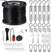 Upgraded Outdoor String Light Hanging Kit, 170Ft Globe String Light Suspension K