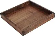 MAGIGO 12 x 12 Inches Small Square Black Walnut Wood Ottoman Tray, Serve Tea, Coffee or Breakfast in Bed, Classic Wooden Decorative Serving Tray