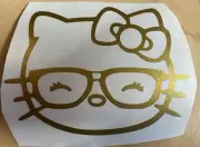 Gold HELLO KITTY Nerd Glasses die cut Vinyl car decal sticker