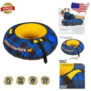 Yukon Charlie's Timber Tube - Durable Snow Sled for Kids & Adults - Blue Plaid