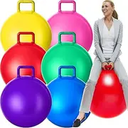 Lewtemi 6 Pcs Hopper Ball Jumping Hopping Ball, Exercise Ball Bouncing Ball with Handle and Air Pump for Outdoors Sports School Games Exercise