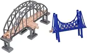 Train Track Bridge Model Wooden Train Scene Layout Prop Pretend Bridge Toy for Boys and Girls Safe DIY Learning Toys