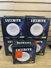Luxrite 5/6in. White Round LED Recessed Lighting Kit (9 Pack) CCT Selectable