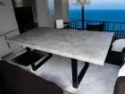 Rectangle White Quartz Dining Table Crystal Bar Countertop Elegance Furniture