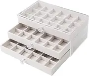 Oshhni Jewelry Organizer Box Jewelry Holder Jewelry Holder Multi Compartments Desktop Jewelry Storage Box Display Case for Necklace, Beige