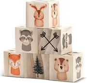 Kigley 6 Pcs Nursery Decor for Girls and Boys Nursery Watercolor Shelf Decor for Bedroom Playroom Gifts (Woodland Animals)