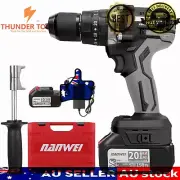 Thunder Tools 21V Cordless Drill Impact Hammer Drill Screwdriver With Carry Case