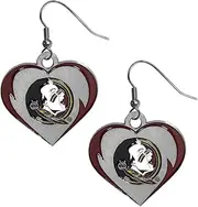 Siskiyou Sports NCAA Florida State Seminoles Heart Dangle Earrings, Team Colors,One Size