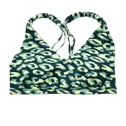 Offline Aerie Goals Plunge Sports Bra Deep Forest Green Animal Print Size Small