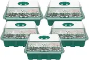 5Pack Seed Trays Seedling Starter Tray 60 Cells Humidity Adjustable Plant Starter Kit with Dome and Base Greenhouse Grow Trays Mini Propagator for Seeds Growing Starting
