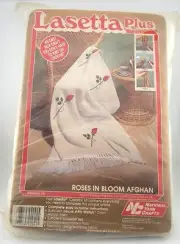 Vintage Lasetta Plus 'Roses In Bloom' Afghan blanket kit New