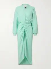 [AZ FACTORY] AZ FACTORY - + Lutz Huelle Emma Gathered Crepe Midi Dress - Green - FR 38 FR 38 Green