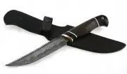 Knife Fisherman-5 steel damascus full stone handle wenge black hornbeam