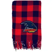 Adelaide Crows Tartan Throw Rug Blanket. Embroidered Logo. AFL Football