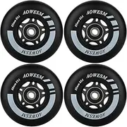AOWESM Inline Skate Wheels 80mm 76mm 72mm 85a Outdoor Indoor Black Blue Red Roller Hockey Blades Replacement Wheels w/Bearings ABEC-9 and Floating Spacers (4-Pack)