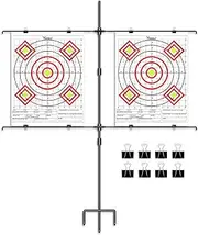 Highwild Adjustable Paper Target Stand, Frame with 8 Clips | Clear Bullseye Targets Sheet for Shooting Practice