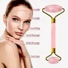 Pink Rose Quartz Facial Face Jade Roller Anti-Aging, Wrinkles w/ Gua Sha