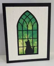 Handcrafted Card - Thinking of You - Sympathy/Support - Cat in Window
