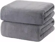 Microfiber Bath Towels 2 Pack(27.55'' x 55.11'') - Ultra Soft Towel Set,Highly Absorbent,Quick Drying Bath Towels Large for Body, Sport, Yoga, SPA, Fitness by H HOME-MART- Grey Bath Towel Set