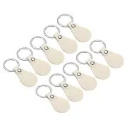 Leather Key Fob Kit, 10pcs PU Leather Key Fob Blanks with Key Rings, White