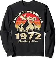 [X.Style] 52 Years Old 52nd Birthday Vintage Retro 1971 52nd Bday Sweatshirt ds660 Sweater (S) Black