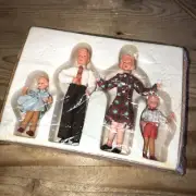 VTG 3/4? Scale Caco Wrapped Legs Posable Dollhouse Family Dolls Set 4 Germany