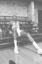 Portrait of Philadelphia Warriors Wilt Chamberlain during practice- Old Photo
