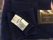 2 Fieldcrest Heritage Waffle Bath Towels & Washcloths 100% Cotton 30" x 56” Navy