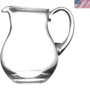 Glass Water Pitcher with handle, With Spout, Round, Ice Lip, Handmade 64 oz. ...