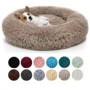 Donut Plush Pet Dog Cat Bed Fluffy Soft Warm Calming Bed Sleeping Nest 50 cm D