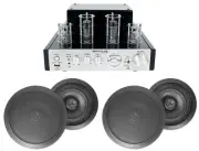 BluTube Tube Amplifier/Home Theater Receiver+(4) 6.5" Black Ceiling Speakers
