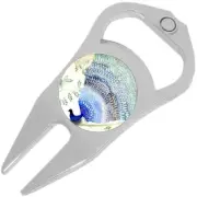 Blue Peacock Golf Ball Marker Divot Repair Tool Bottle Opener