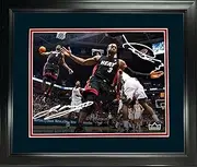 Framed Lebron James & Dwyane Wade Miami Heat Dual Facsimile Laser Engraved Signature Auto 11"x14" Basketball Photo HOFSM Holo