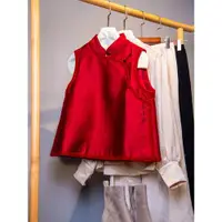 在飛比找ETMall東森購物網優惠-別致獨特絕美中國風唐裝紅色上衣