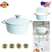 Modern 2.8 qt Cast Iron Dutch Oven in Light Blue – All-in-One Kitchen Essential
