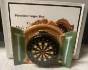 Porcelain Hinged Box Dart Board with Dart Trinket Midwest PHB New in Box NOS