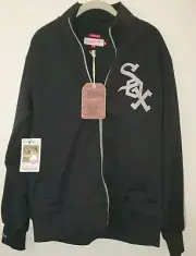 Chicago Sox Mitchell Ness Cooperstown Jacket Mens M Black Full Zip Embroidered