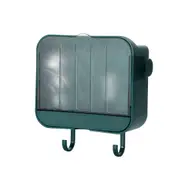 Soap Holder Punch Free Wall Mounted Durable PP Double Layer Double Hook Design Soap Storage Box for Bathroom Green